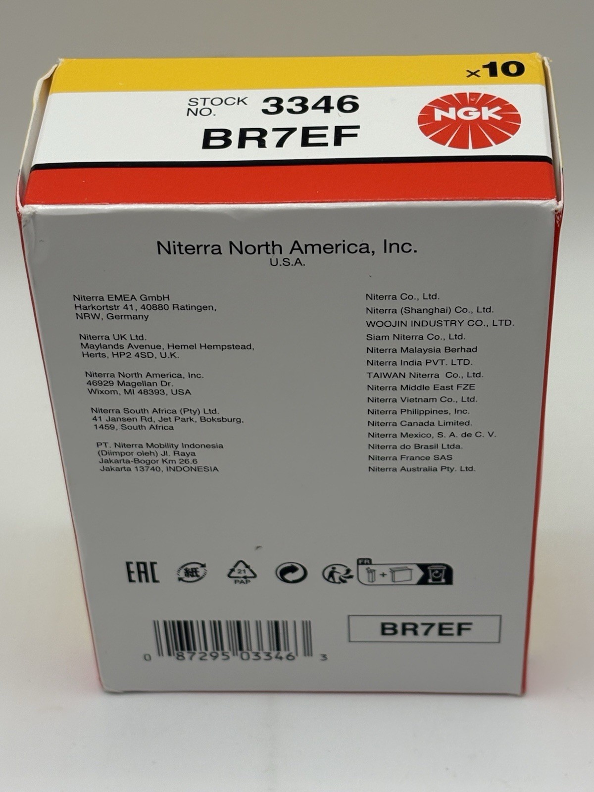 NGK (3346) BR7EF V-Power Spark Plug (10 PACK)