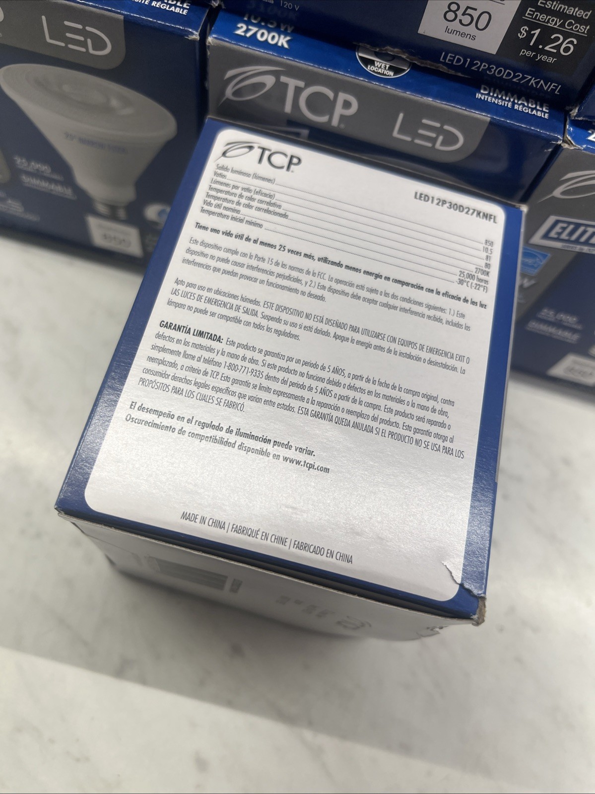 TCP Elite LED Lot of 12, 850 Lumens 10.5 2700K Dimmable Long Neck Lamp NIB
