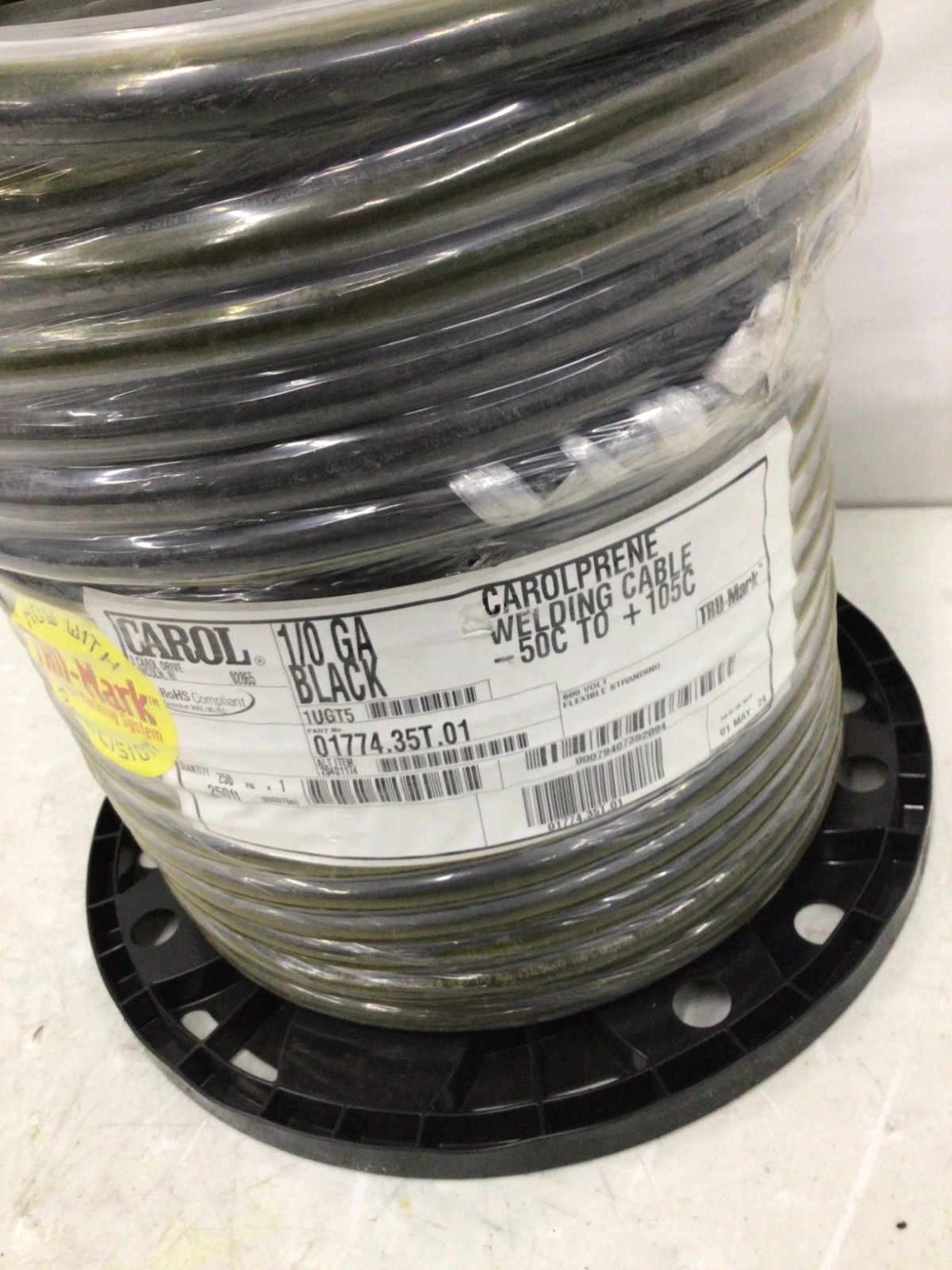 CAROL Welding Cable – 01774.35.01 250FT 1/0 AWG Conductor 600V BLACK