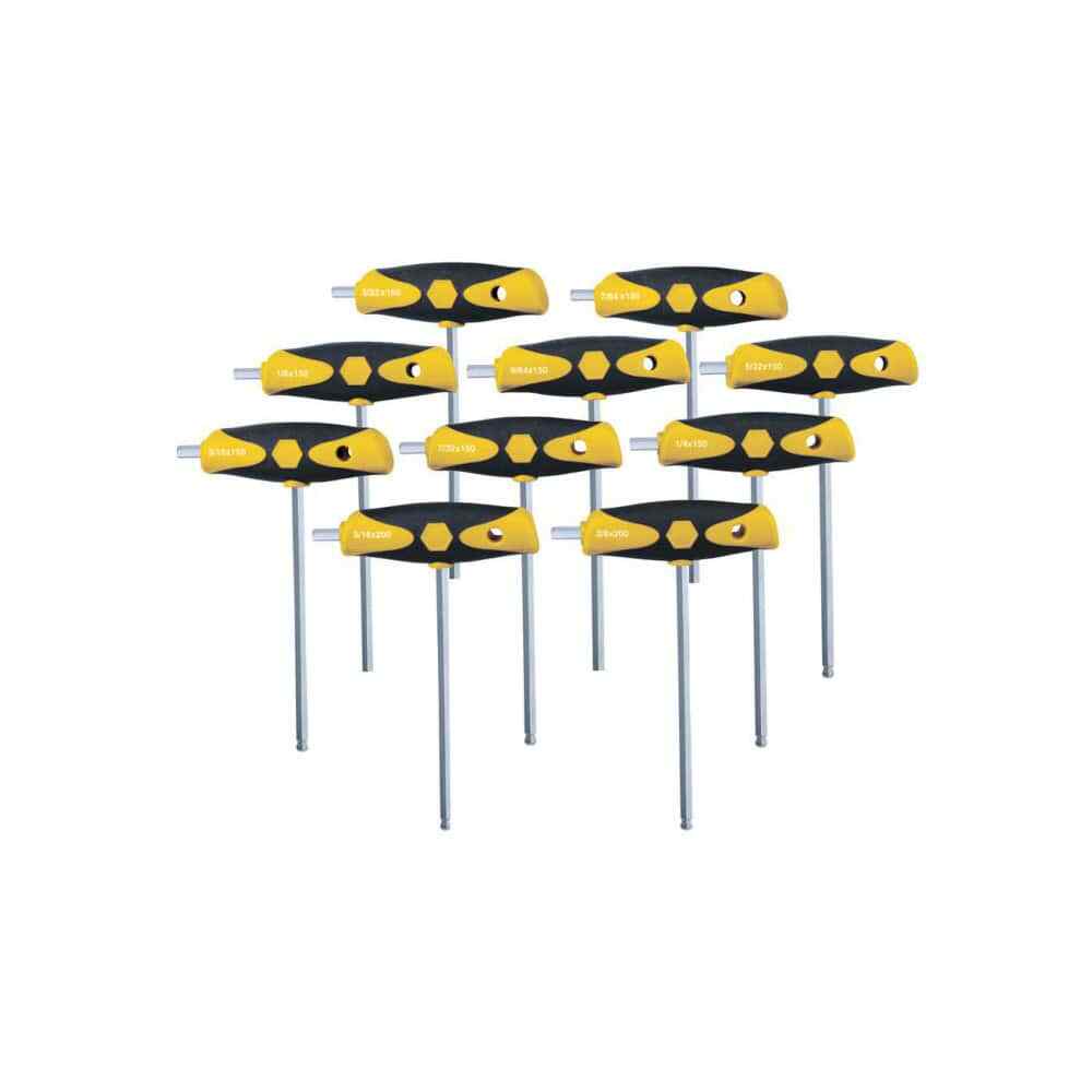 Wiha 54097 10 Piece T-Handle Ball End Hex Key Set, 5/32 to 3/8″ Sizes
