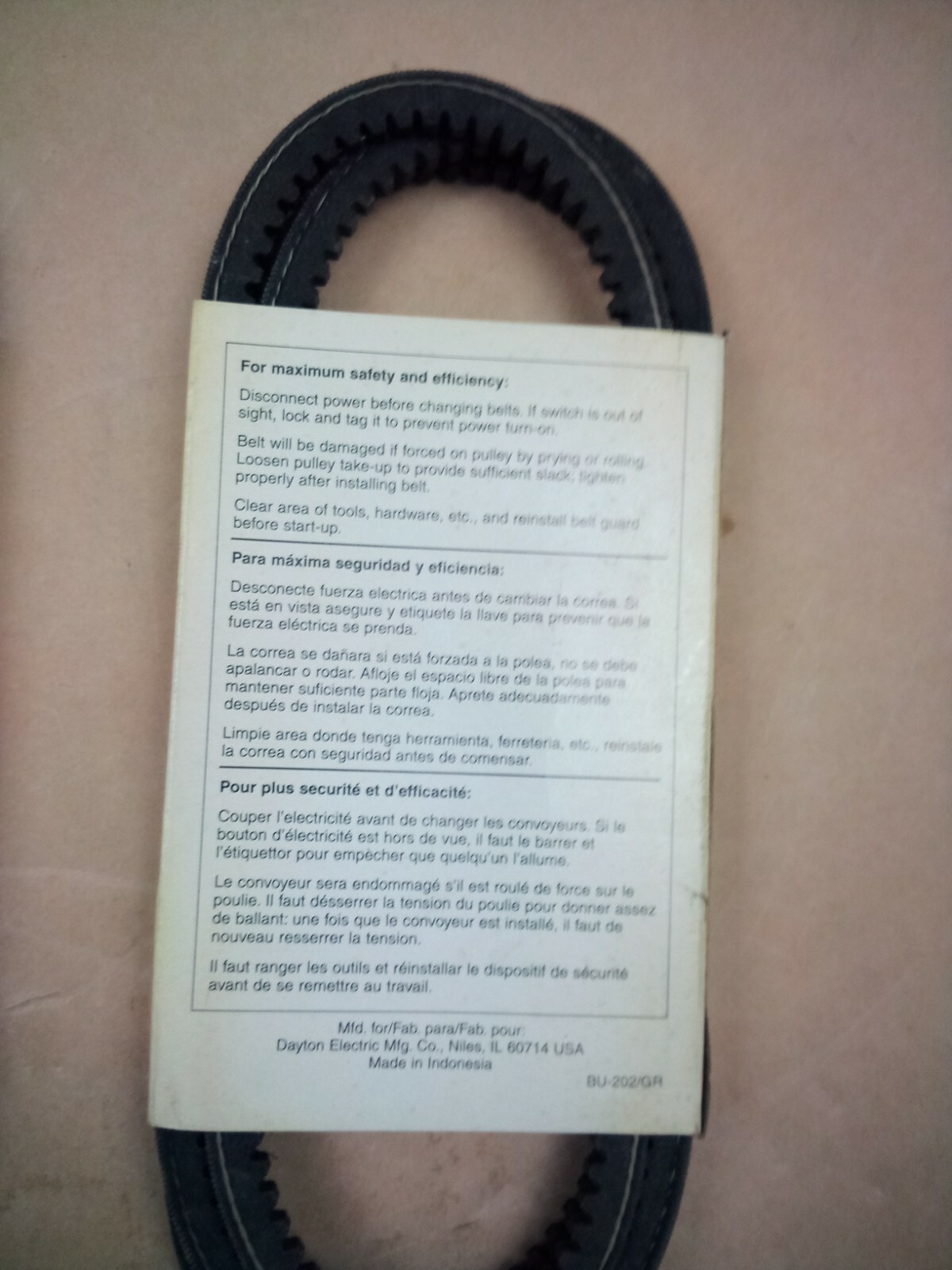 Lot of 2 Dayton multi use V-Belt 3VX710 cogged Dayton paer no. 2L395