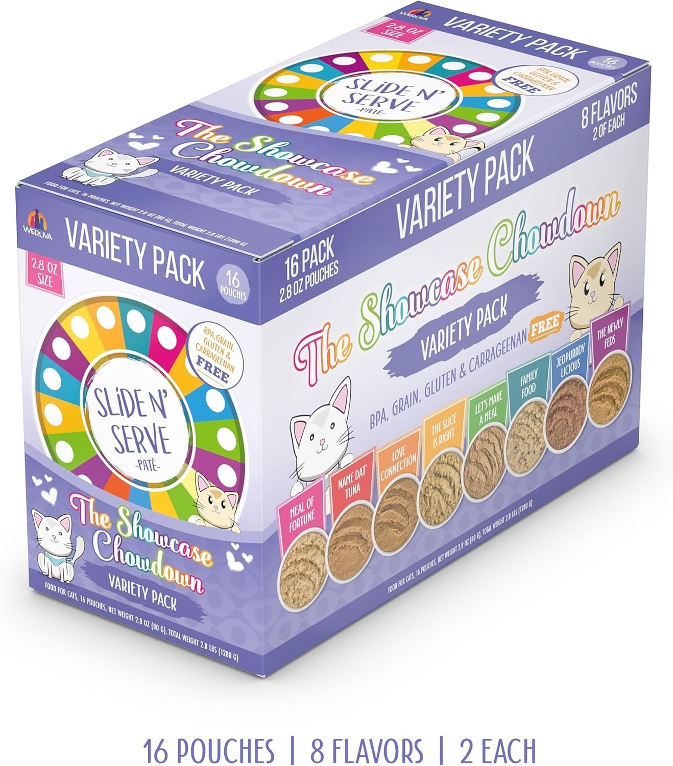 Weruva Slide N’ Serve The Showcase Chowdown Wet Cat Food – Variety Pack, 32 ct