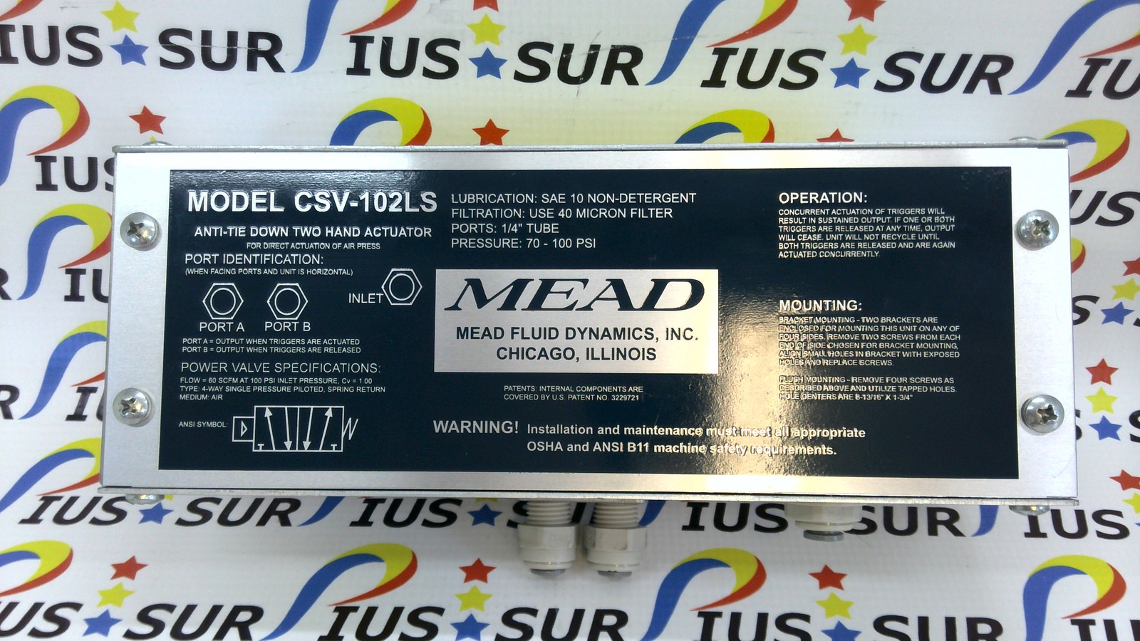 USSP MEAD CSV-102LS Anti-tie Down Two Hand Actuator 70-100 PSI 1/4″ Tube