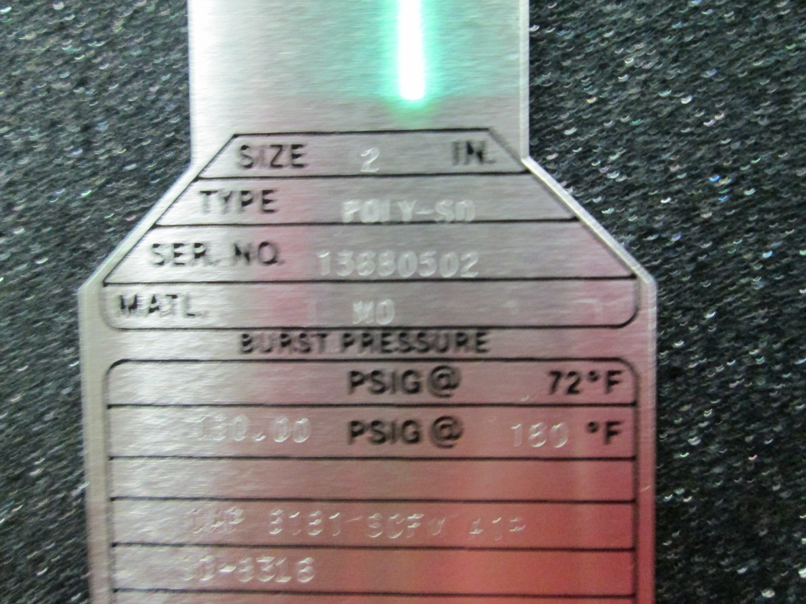 Fike 2″ Rupture Disc Lot #13680502 150.00 PSIG @ 160F Type: POLY-SD (NIB)