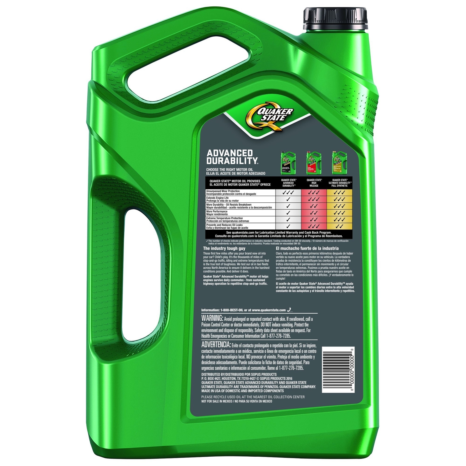 Quaker State 550038290 Advanced Durability 5W-20 Motor Oil – 5 Quart Jug