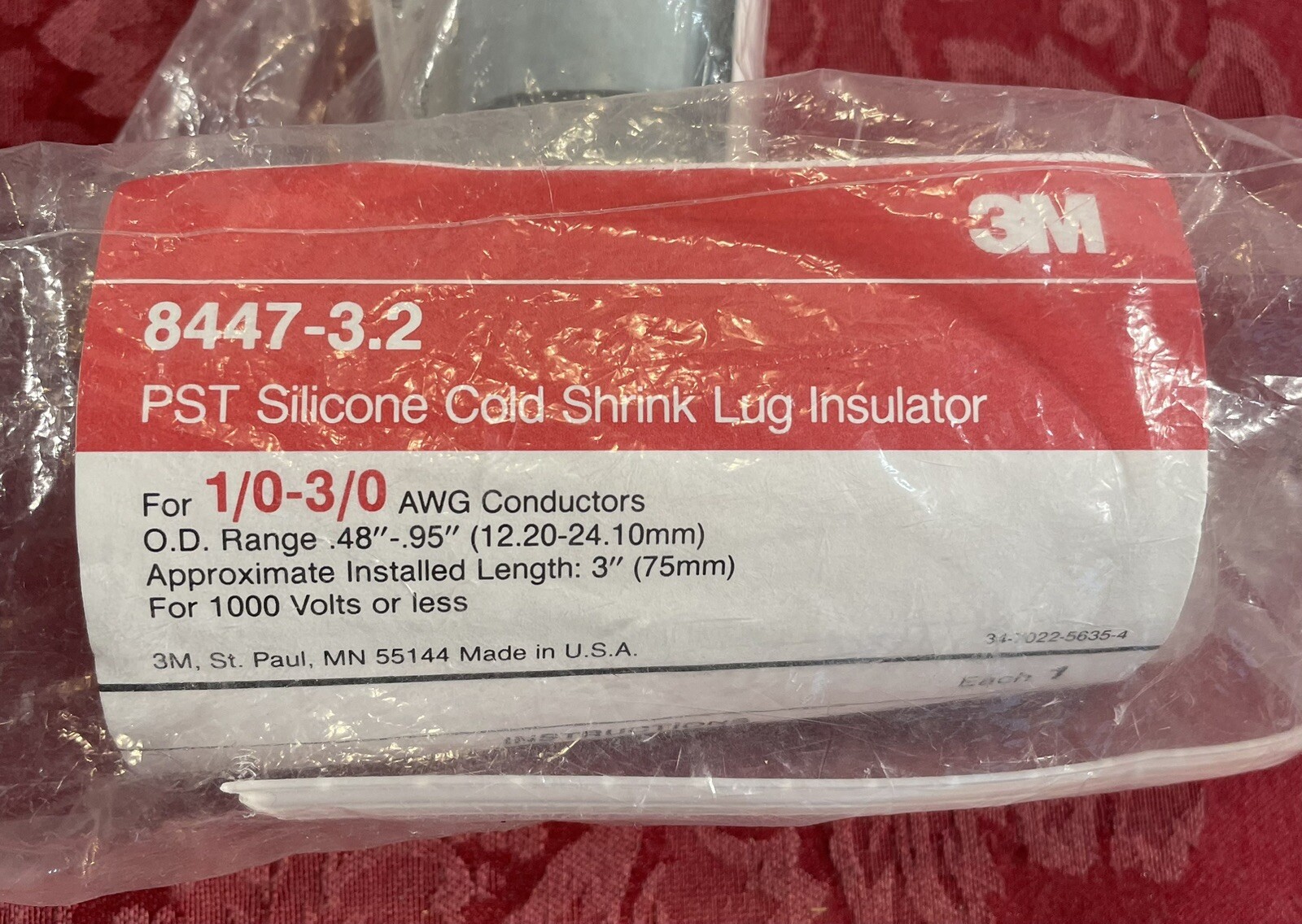3M 8447-3.2 Shrink Tubing,0.56In Id,WHITE ,3In