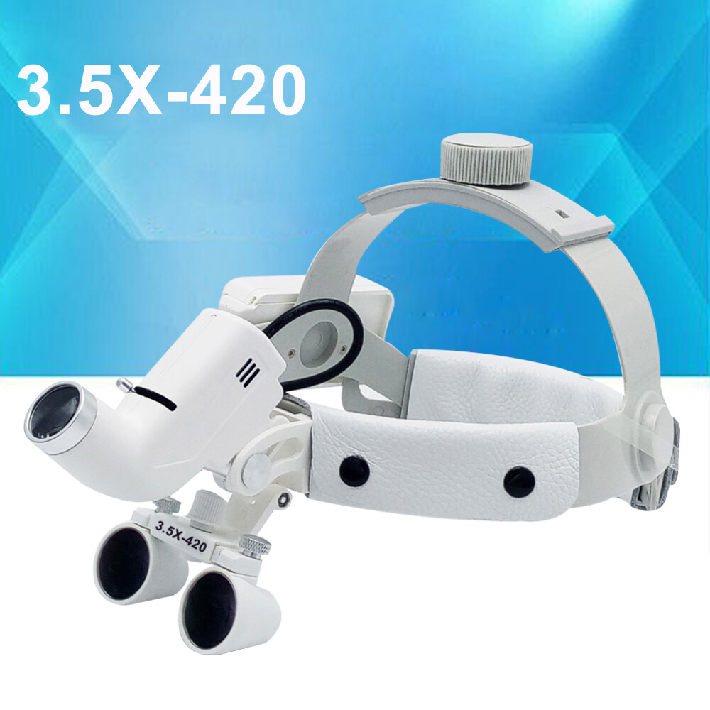 Medical Surgical Dental 3.5X Binocular Loupes Magnifier Headband w/LED Headlight