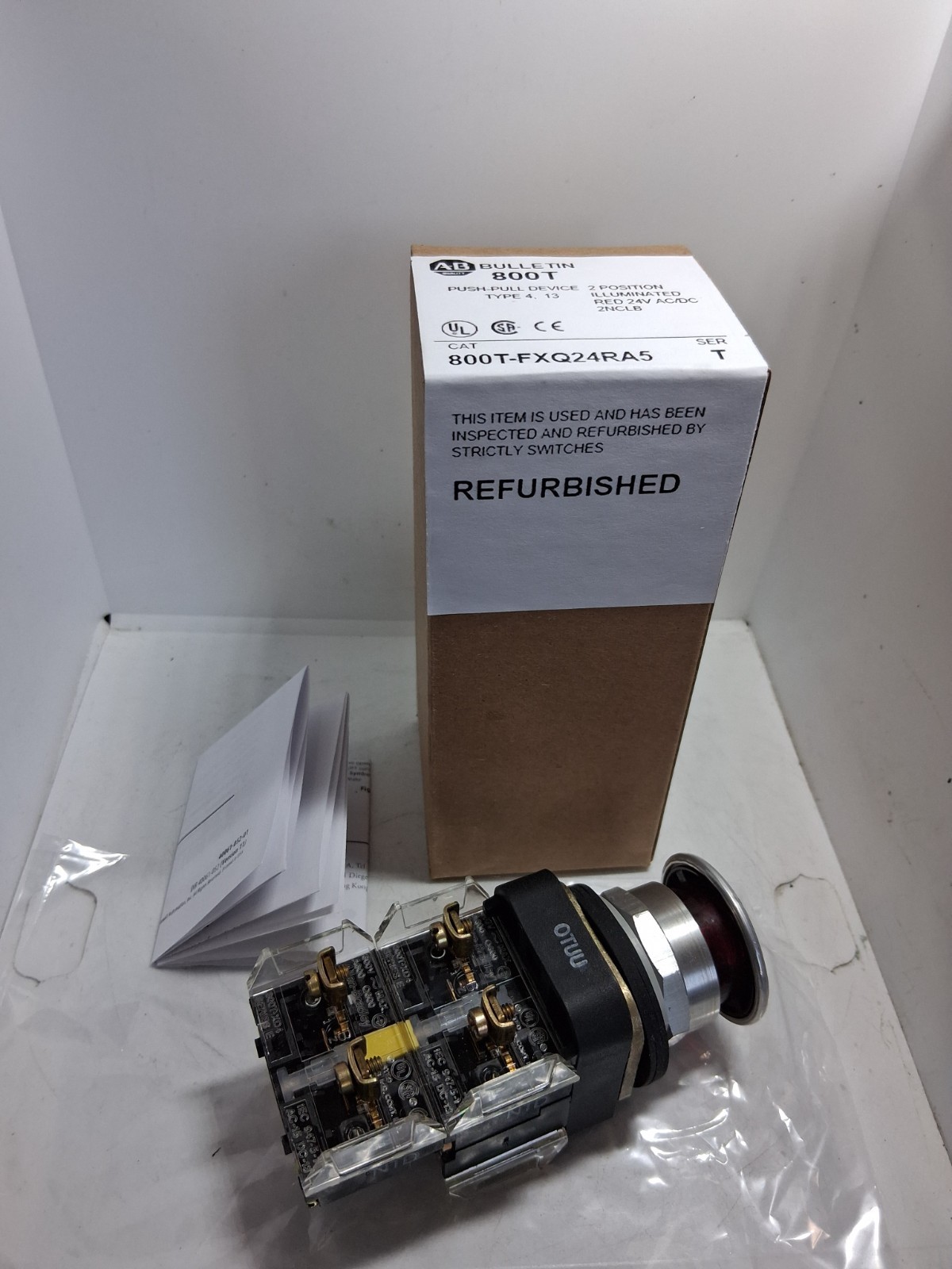 ALLEN BRADLEY 800T-FXQ24RA5 PUSH PULL 2 POS ILL RED 24VAC/DC 2NCLB SERIES T