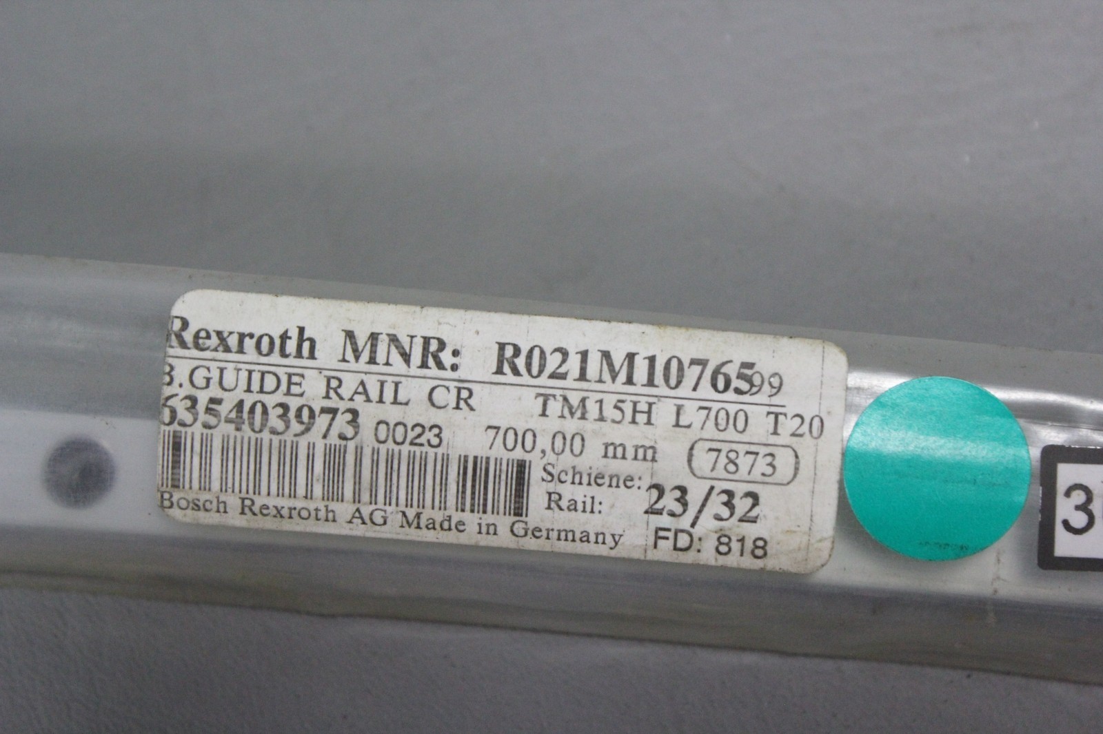 NEW REXROTH 700mm GUIDE RAIL CR TM15H L700 T20 R021M10765