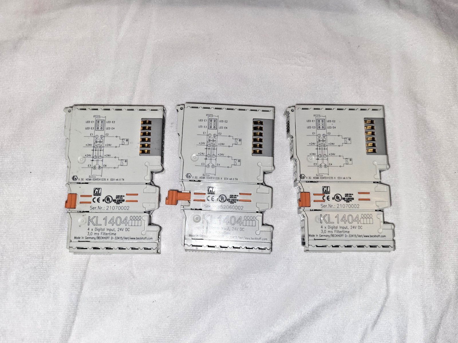 Lot of 3 Beckhoff KL1404 4-Channel Digital Input Terminal 24VDC