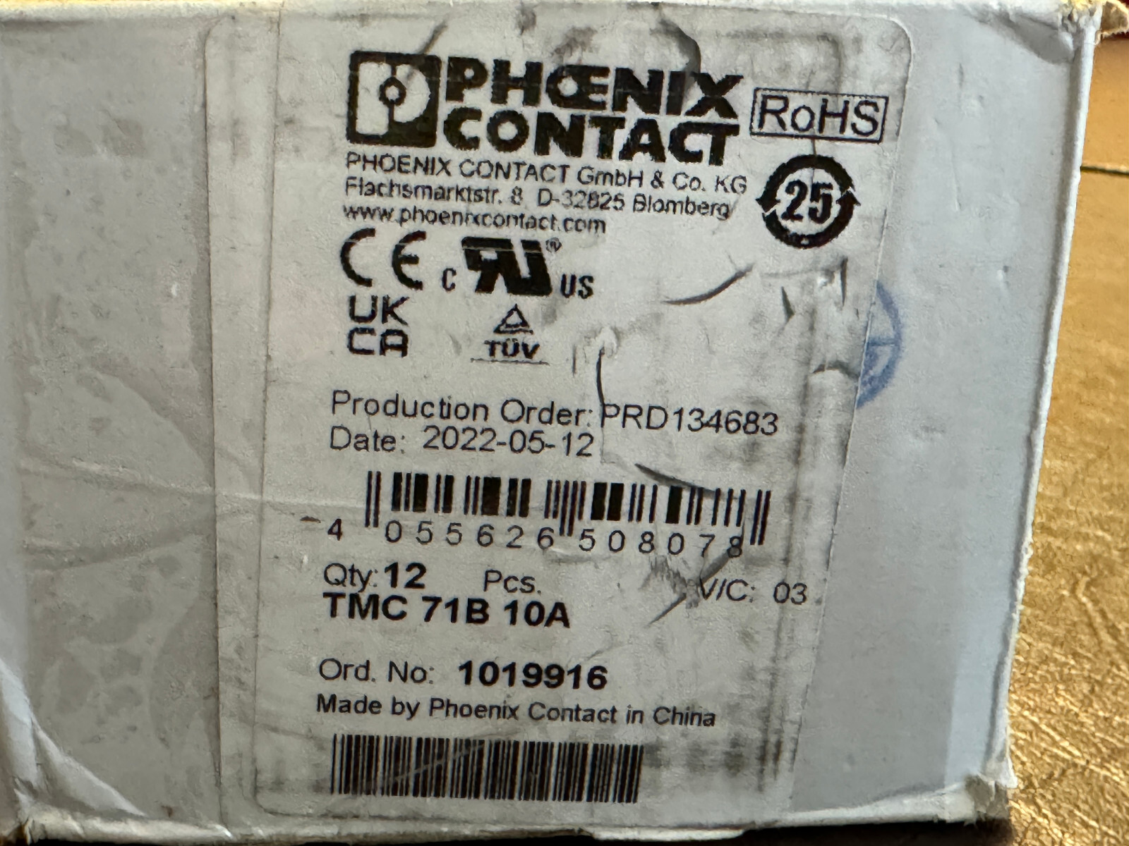 Phoenix Contact 1019916 TMC 71B 10A Thermomagnetic Circuit Breaker DIN Rail 35mm