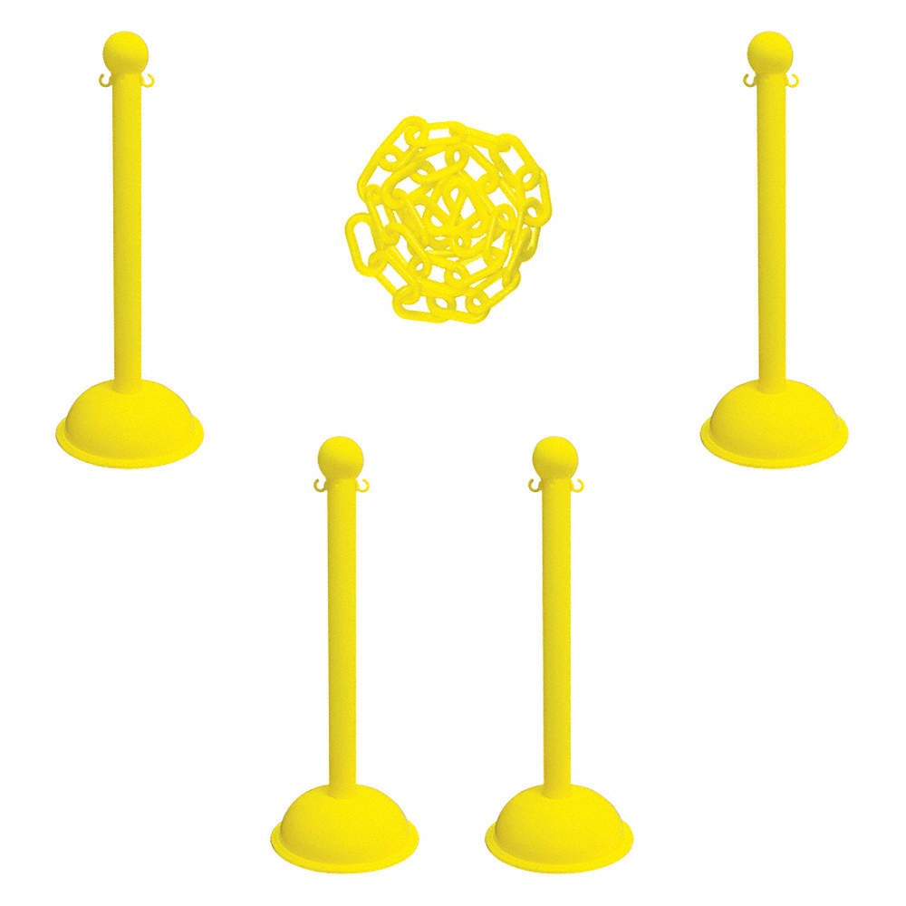 GRAINGER APPROVED 71302-4 Barrier Post Kit,41″ H,Ylw,Plastic Post 490Z92