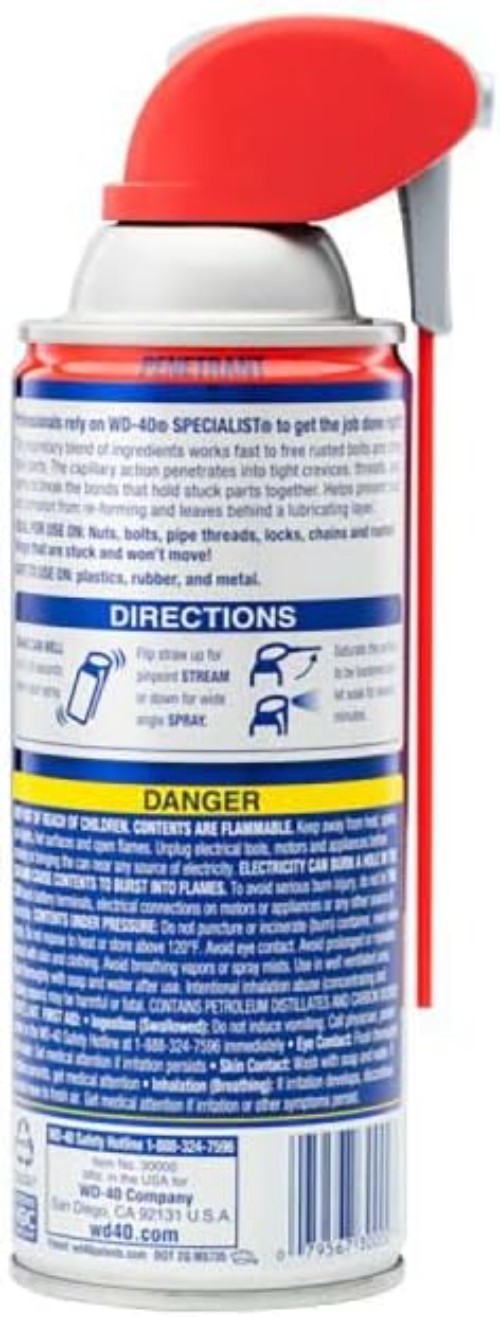 WD-40 Specialist Penetrant Spray with Smart Straw – 11 Oz, Rust Release Solution