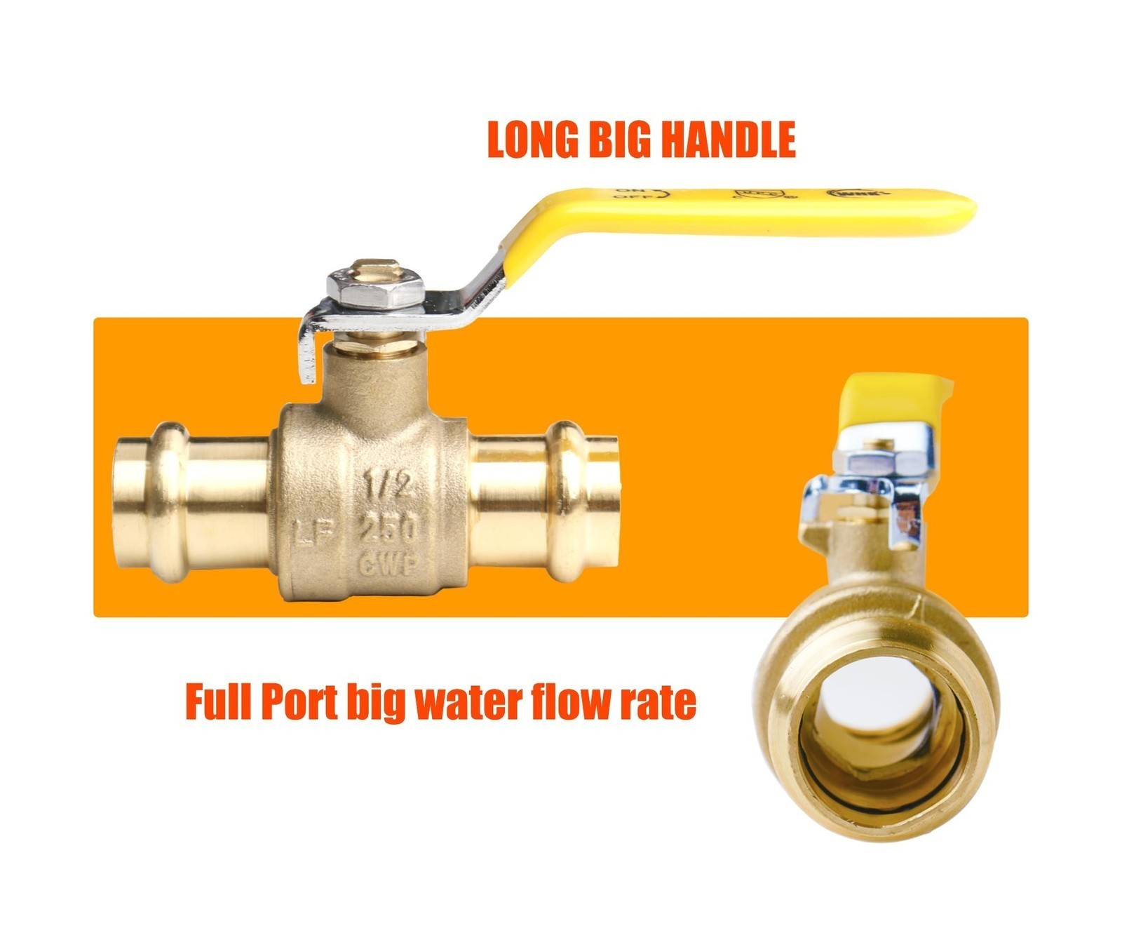 10-Pack 1/2″ Press Propress Ball Valve Fittings for Copper Pipe, Lead-Free