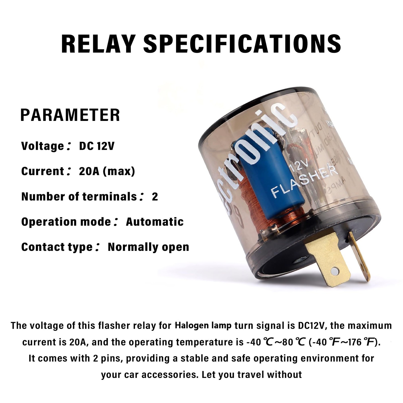 2PCS 12V Flasher Relay,Heavy Duty 2Pin Turn Signal Relay Only for Repairing H…