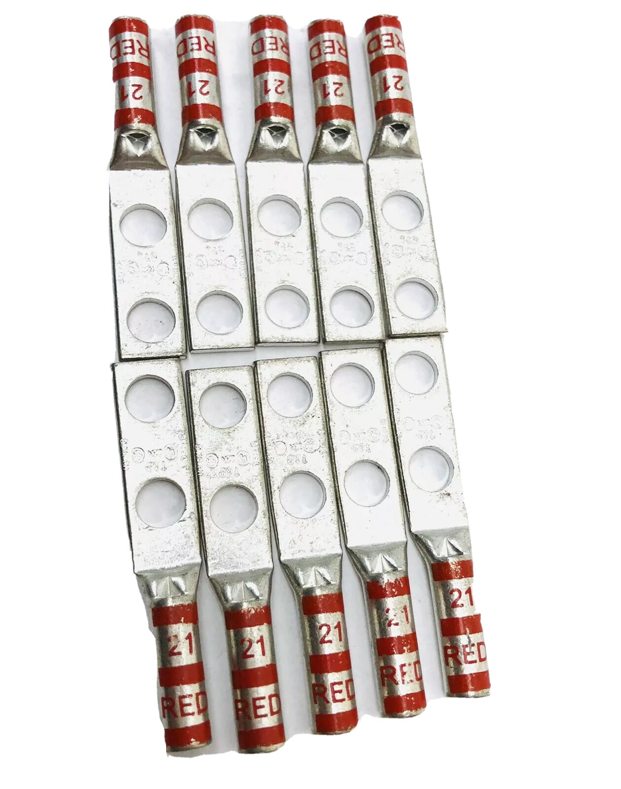 LOT OF 10 THOMAS & BETTS 2 HOLE 21 RED LUG 8-6 SOL