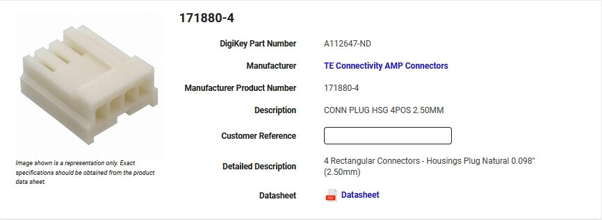 650 Pieces AMP 171880-4 Housing for 4 Pin 2.5mm 3.5″ Drive Power Connector NOS