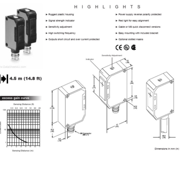 SICK OPTEX SENSOR, WS/WE150-N132, WE150-N132, 2 PER BOX, SHIPSAMEDAY