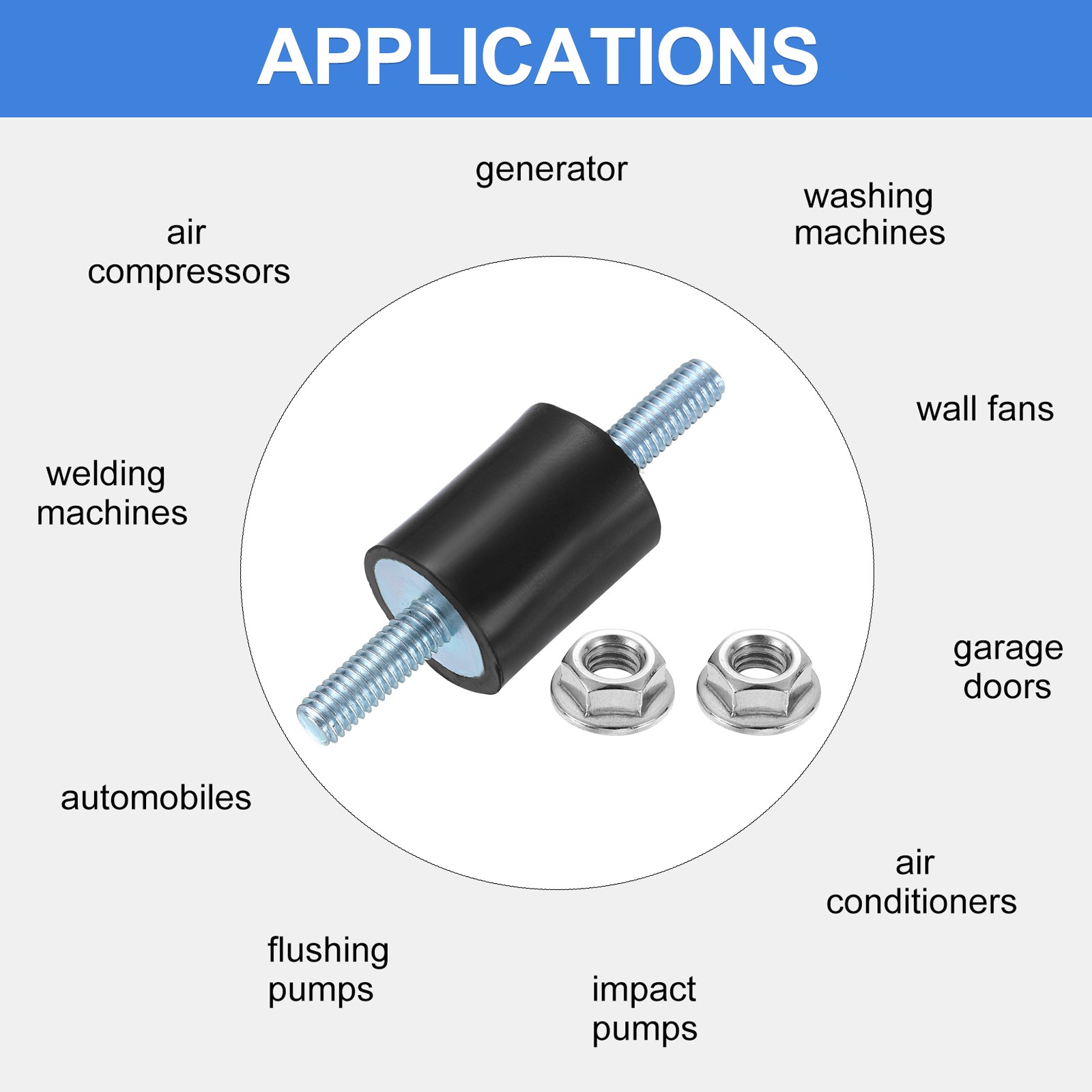 2Pcs M6 x 18mm Rubber Mounts, 25 x 20mm Rubber Vibration Isolator with Nuts