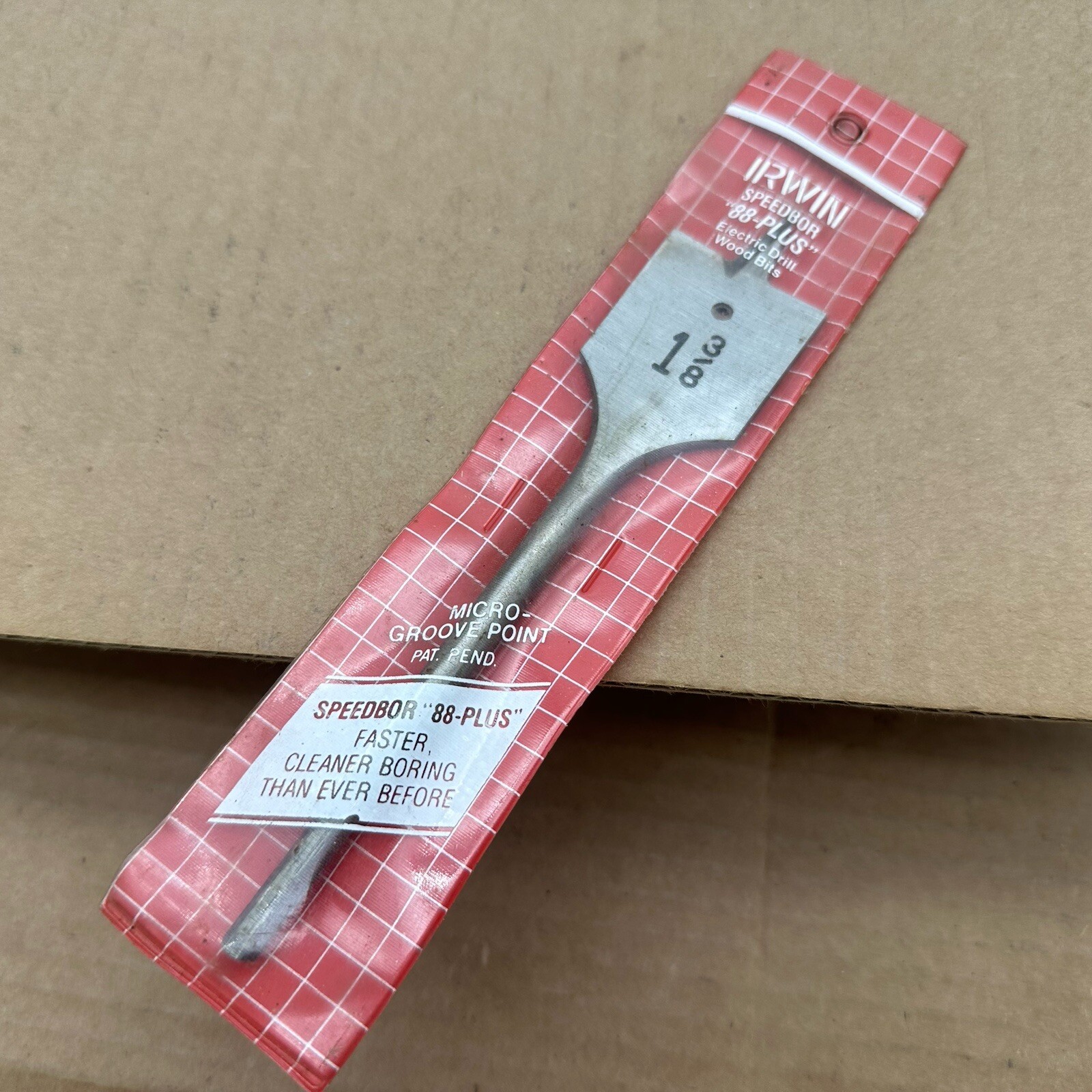 Vintage Irwin Wood Boring Electric Drill Bit Tool “88-PLUS” 1-3/8″ x 6″ Made USA