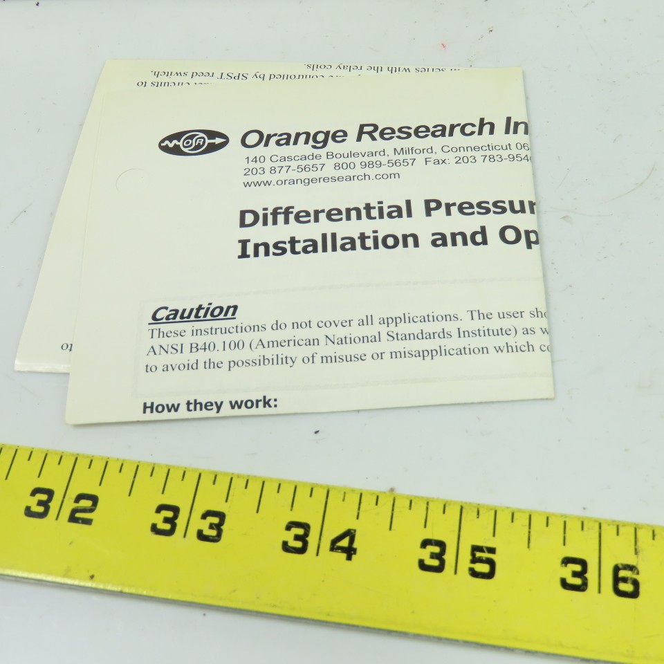 Orange Research 1201PG#42925 Differential Pressure Gauge 0-30PSI Range 1/4″ NPT