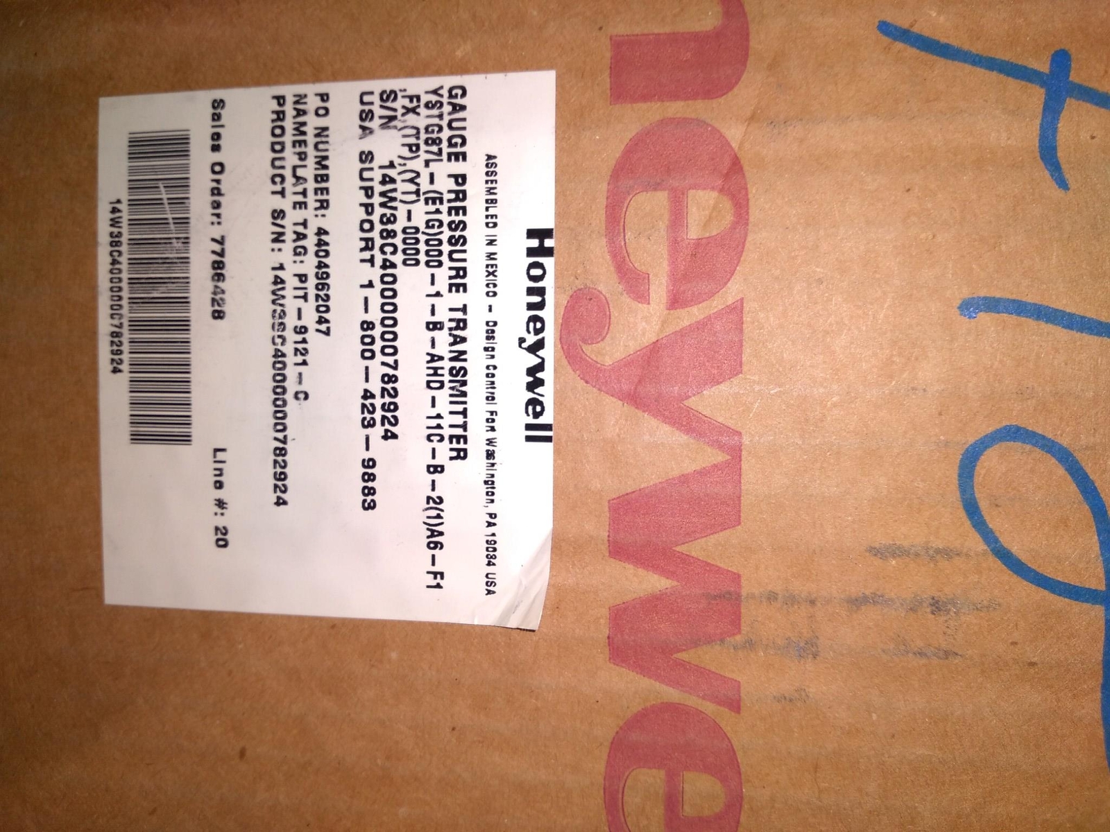 HONEYWELL GAUGE PRESSURE TRANSMITTER YSTG87L-(E1G)000-1-B-AHD-11C-B-2(1)A6-F1