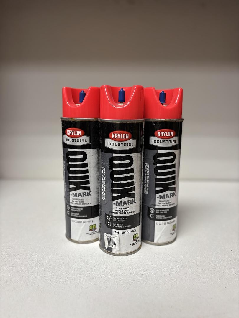 (Lot of 3) Krylon Quik Mark A03613007 Fluorescent Safety Red 17oz GHA-SS4