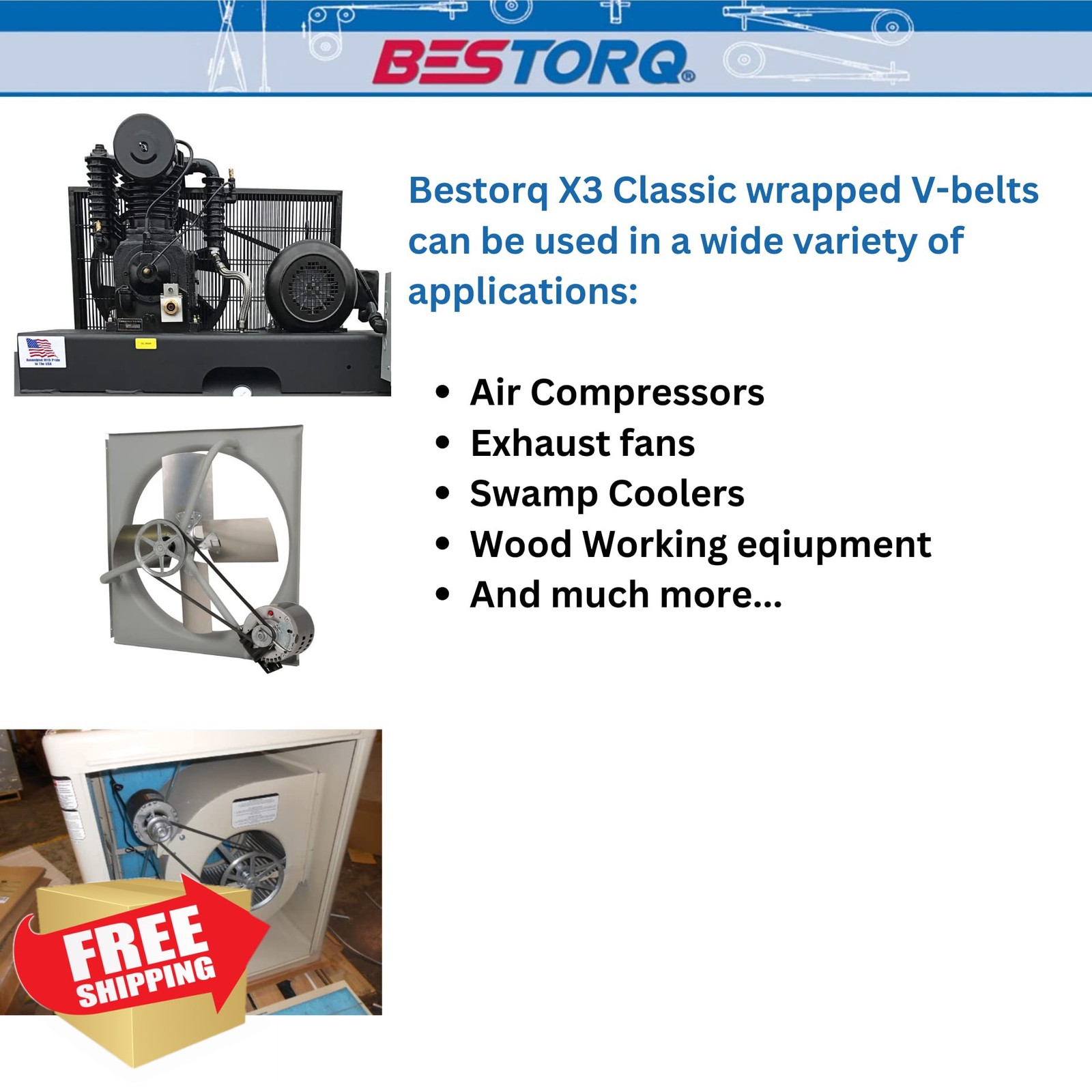 BESTORQ C108 V-Belt, Pack of 3