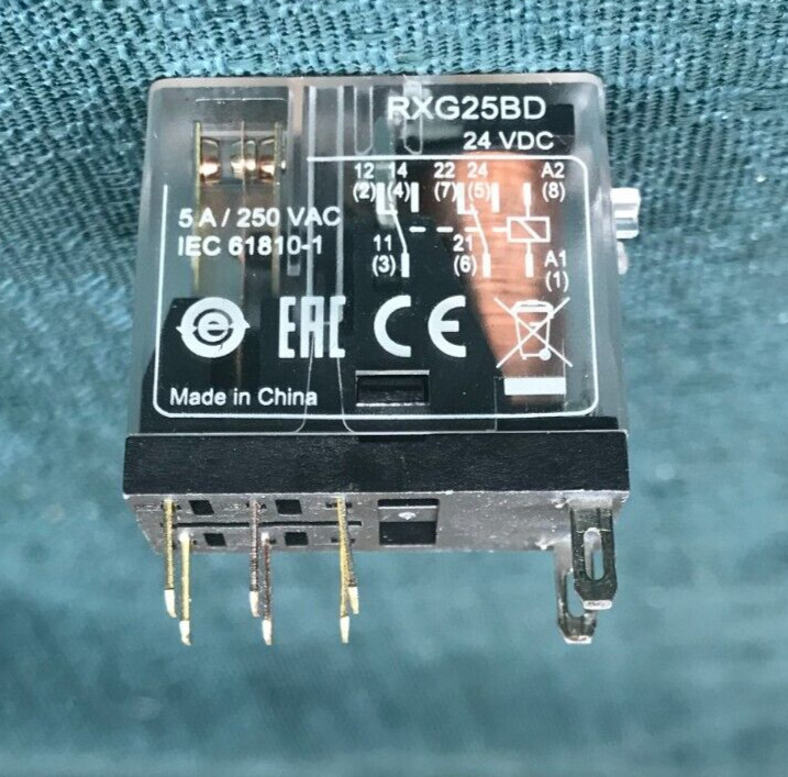 Schneider Electric RXG25BD 24VDC 5A NSNP Relay 2CO 5A@250VAC 24VDC Coil – Clear