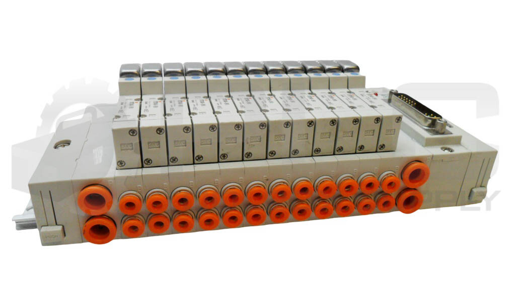 NEW SMC SS5Y3-45FU-12B-N3 MANIFOLD BASE W/ (12) SY3140-5FU SOLENOID VALVE