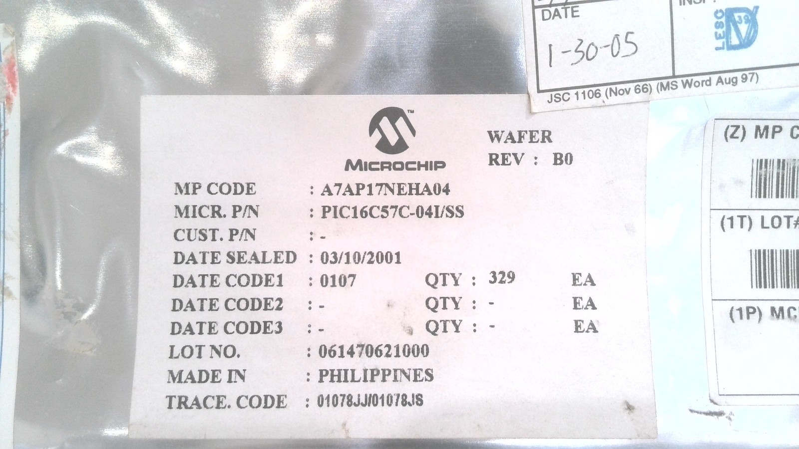 MICROCHIP TECHNOLOGY INC. PIC16C57C-04I/SS MICROCHIP (LOT OF 6)