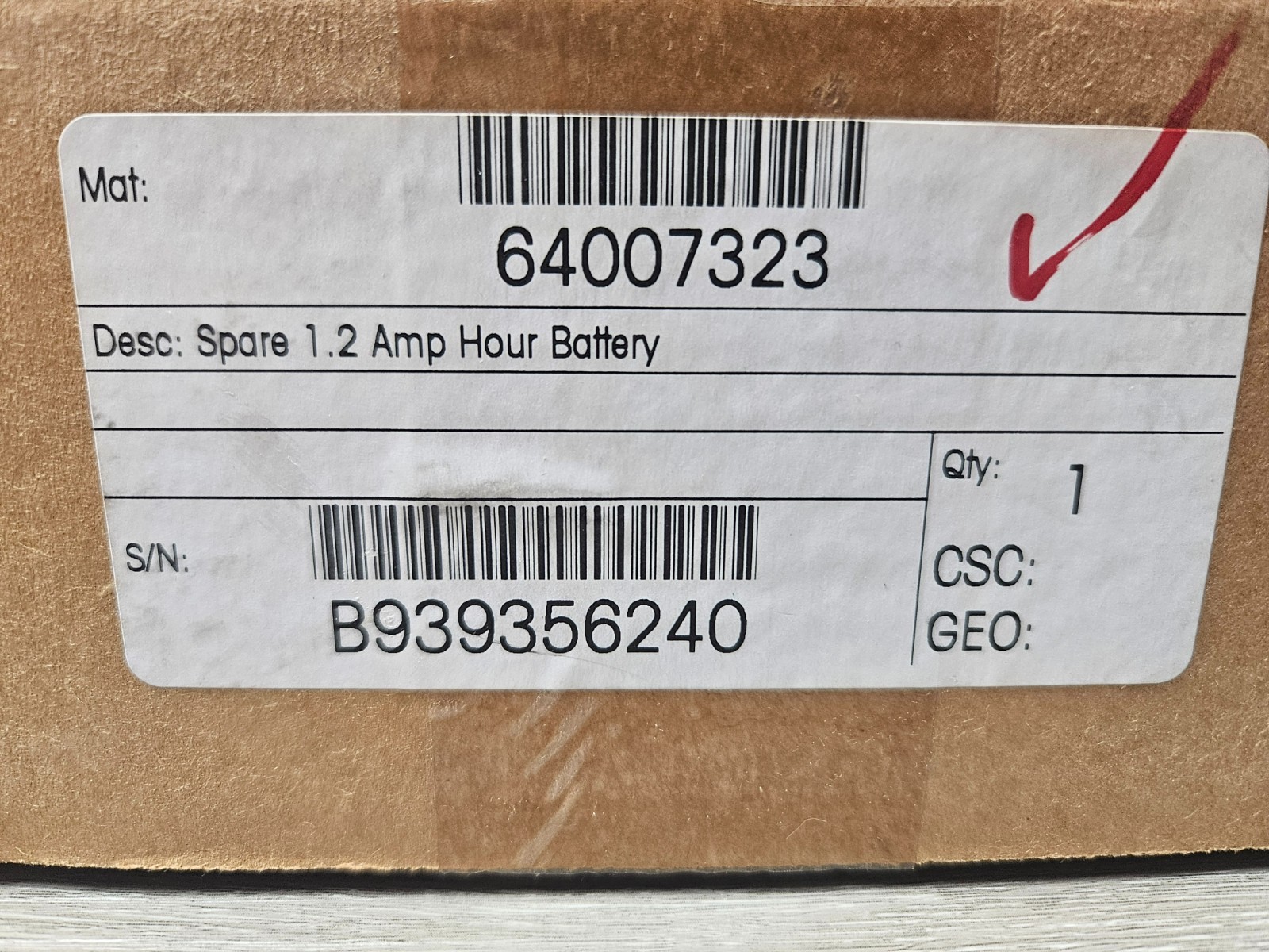 MEttler Toledo Spare 1.2 Hour Battery – S/N: B939356240 P/N: 64007323