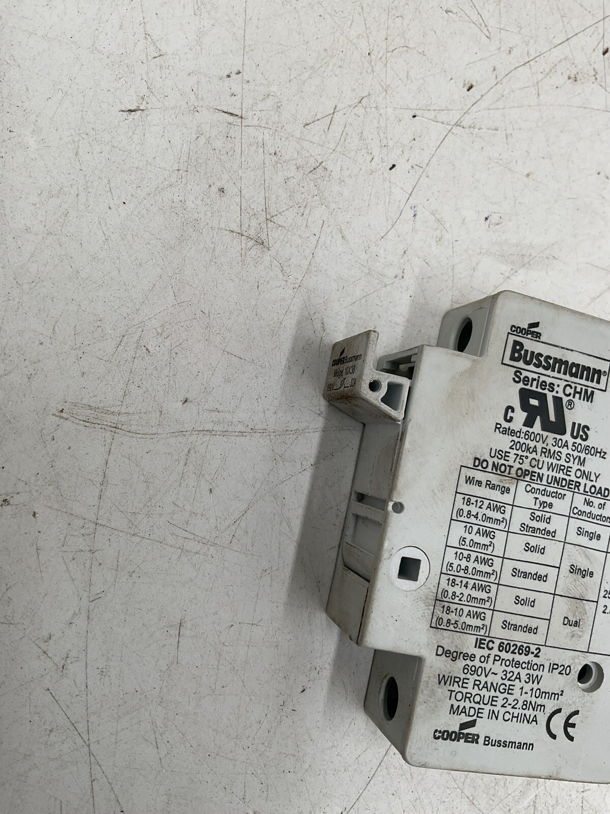 COOPER BUSSMANN SER.CHM 600V 30A 50/60HZ 200KA RMS SYM IEC 60269-2 3W