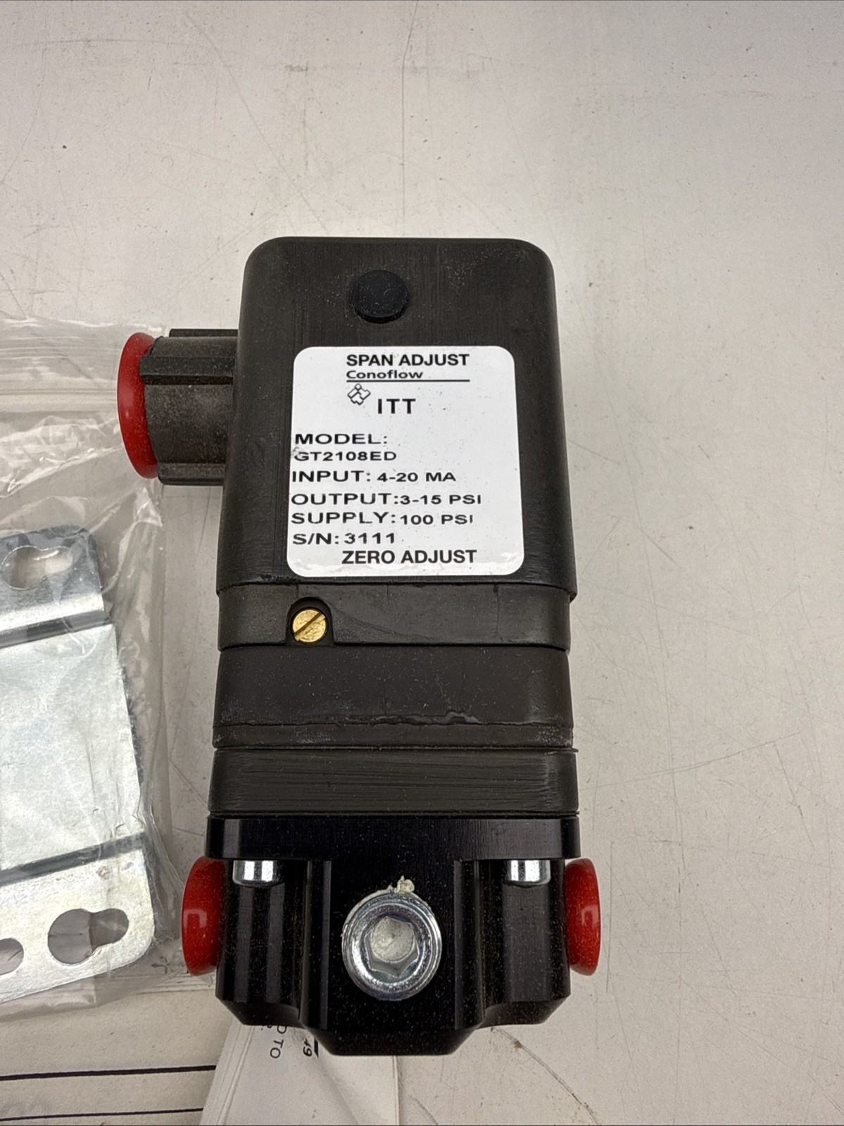 ITT Conoflow GT2108ED, Electro Pneumatic Transducer, 4-20 MA INPUT, 3-15 PSI OUT