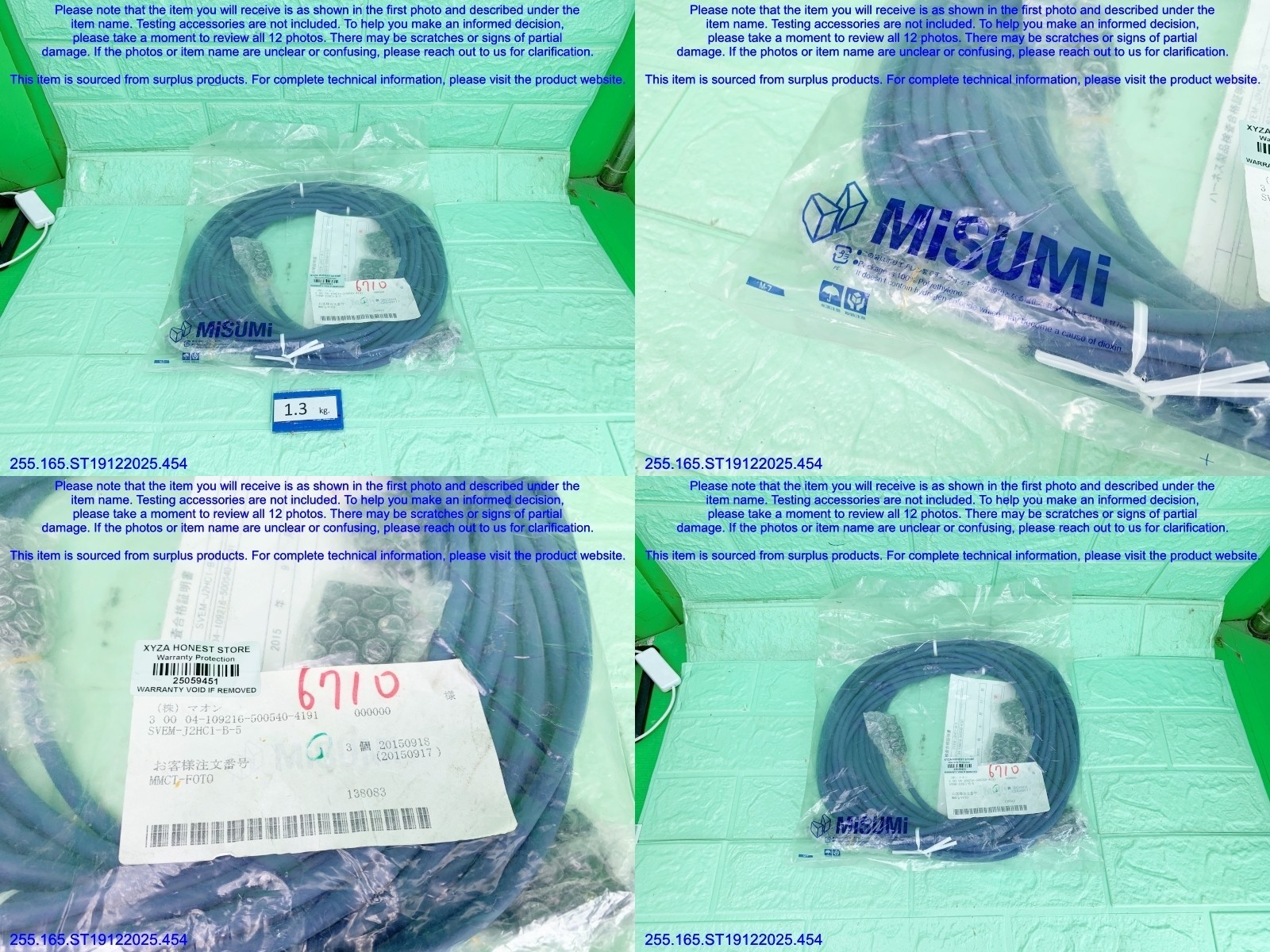 MISUMI SVEM-J2HC1-B-5 Encoder Cable as in photos, sn:9451, DHL