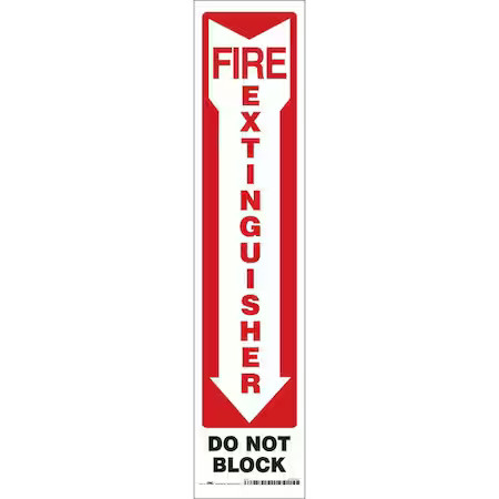 Condor 469Y02 Safety Sign, 4″ W, 18″ H, 0.004″ Thickness