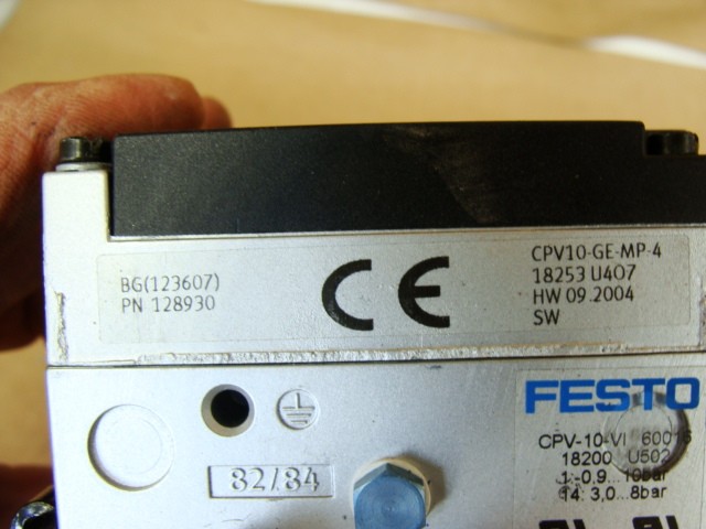 FESTO SOLENOID VALVE ASSY 161414 CPV-10-VI 18200 MANIFOLD CPV10-GE-MP-4 BLOCK
