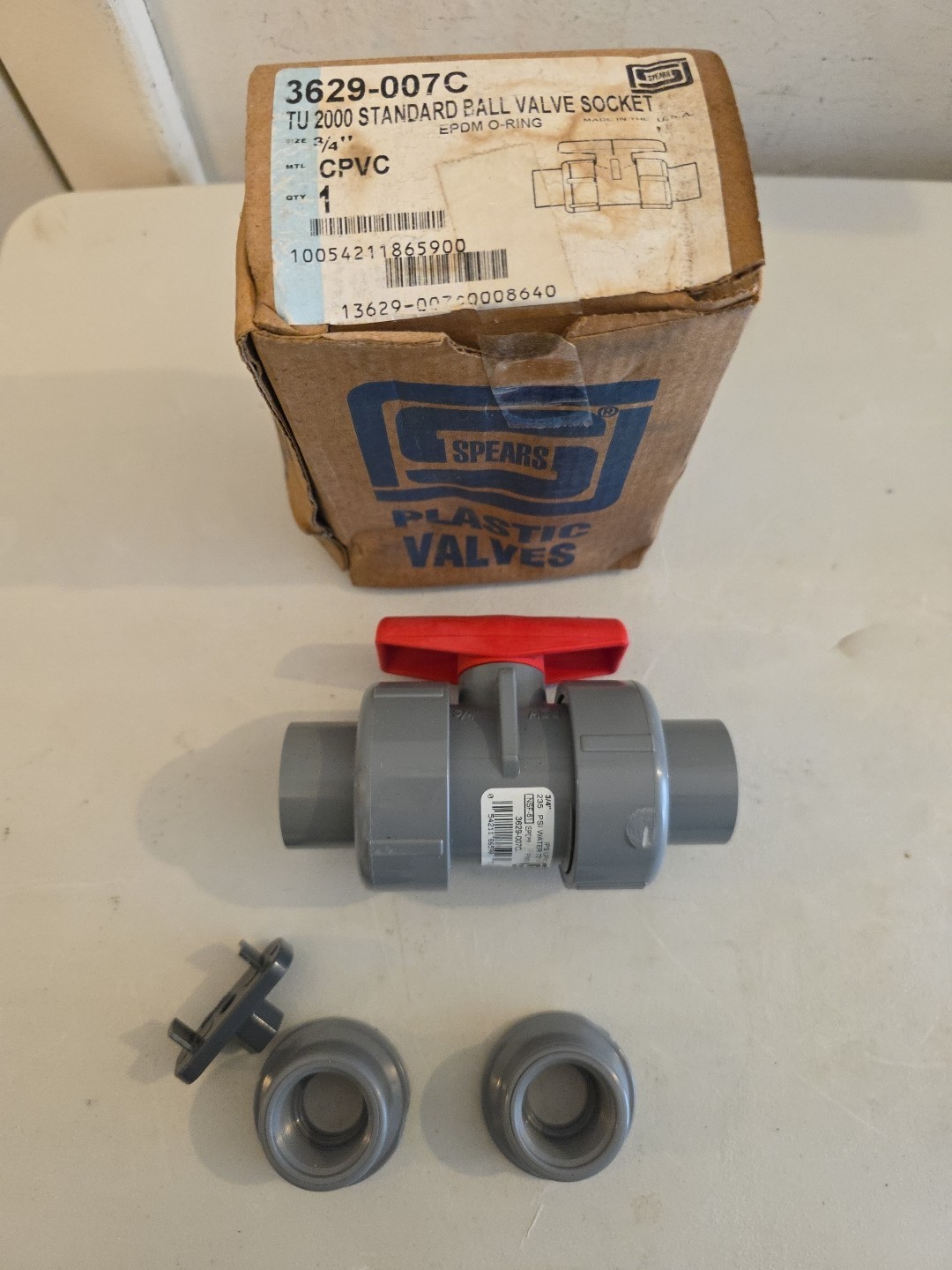 Spears 3629–007C Tru Union 2000 3/4″ Cpvc Ball Valve SOC/ FIPT Box Damage New