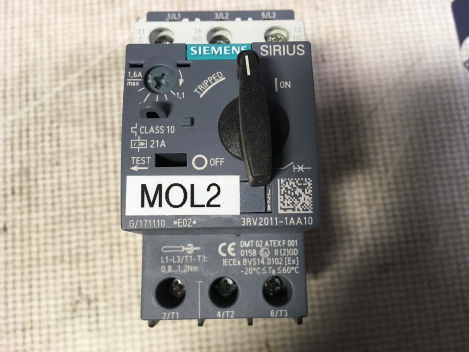 Siemens Sirius circuit breaker, 3R 2011-1AA10, pre-owned, (ADI-1460)