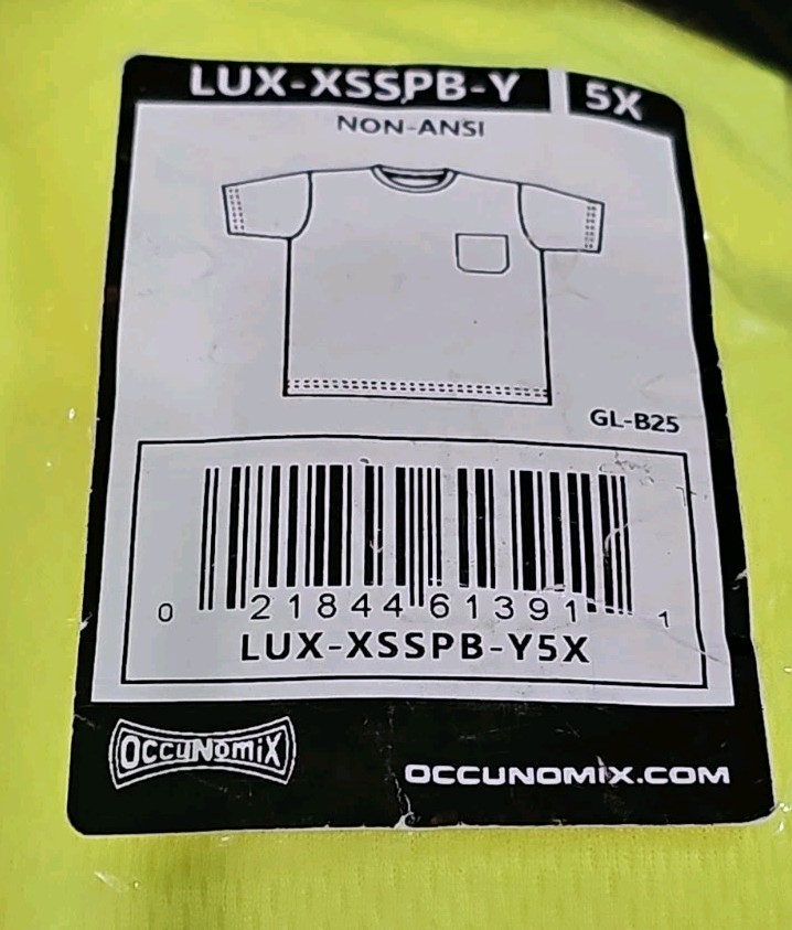 OccuNomix Hi Vis Yellow Safety T Shirt 2XL LUX XSSPB Y2X Workwear