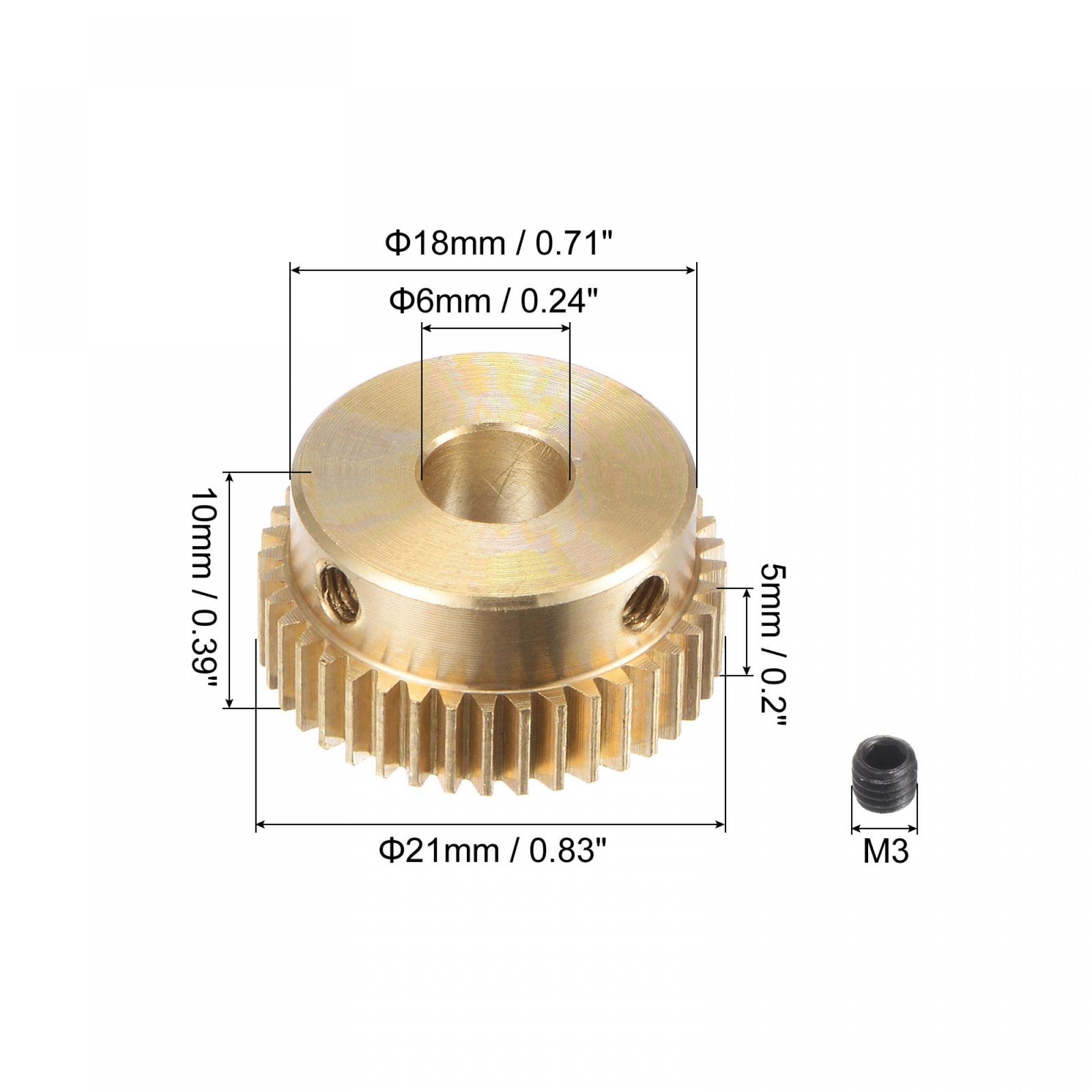 uxcell Pinion Gear Set Brass Motor Rack Straight Spur Gear with Step 0.5 Mod …