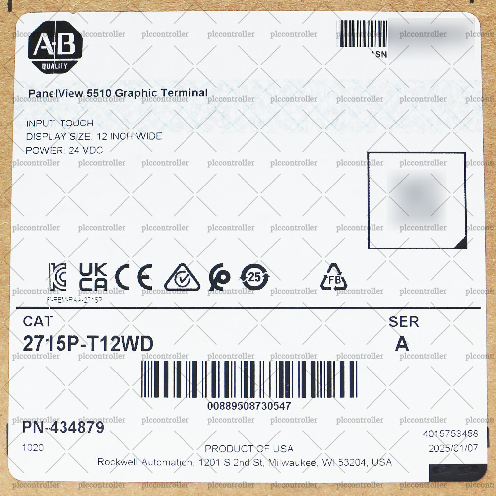New Sealed 2715P-T12WD Allen-Bradley PanelView 5510 Graphic Terminal