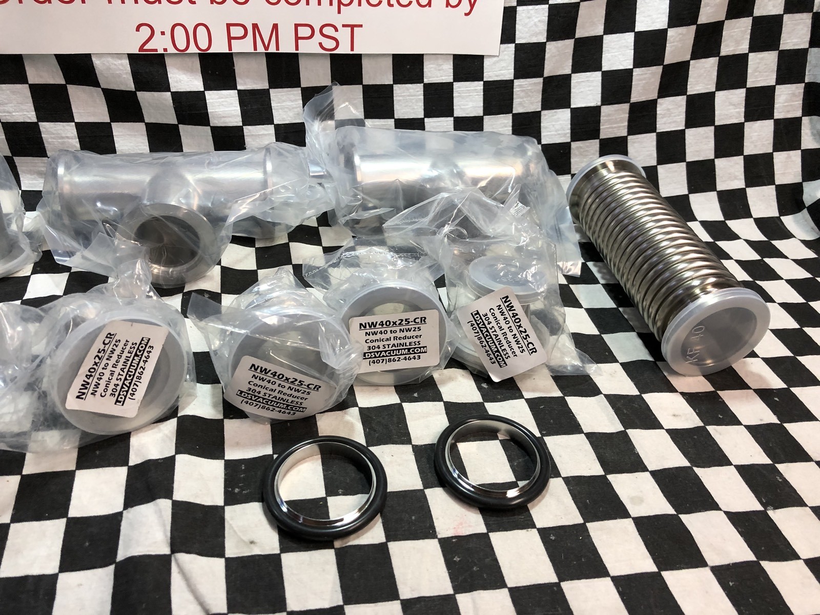 12X VACUUM FITTING CONICAL REDUCER FLEXIBLE TEE CENTERING RING NW40, NW40xNW25,