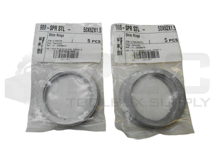 LOT OF 2 SEALED NEW PACK OF 5 MCMASTER CARR 988-SPR STL SHIM RING 50X62X1.5