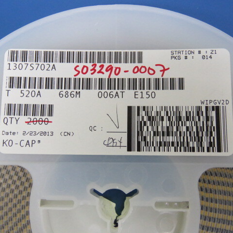 KEMET ELECTRONICS CORP T520A686M006ATE150 Qty of 125 per Lot CAP TANT 68 UF 20%