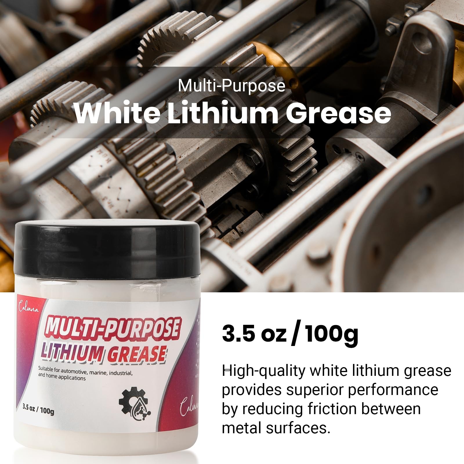 Calvana 3.5oz Multi-Purpose White Lithium Grease with 2 Brushes, Ideal for…