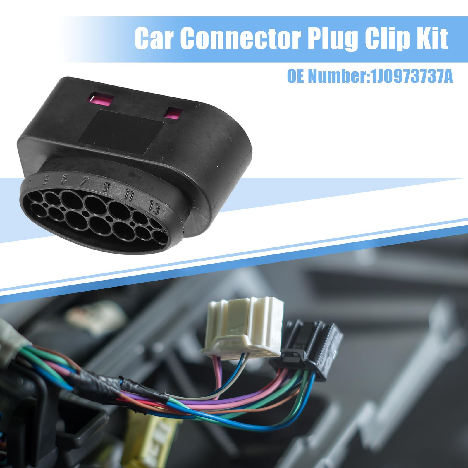 uxcell 1 Set No.1J0973737A Headlight 14 Pin Plug 1.85″x0.98″x1.26″, Black