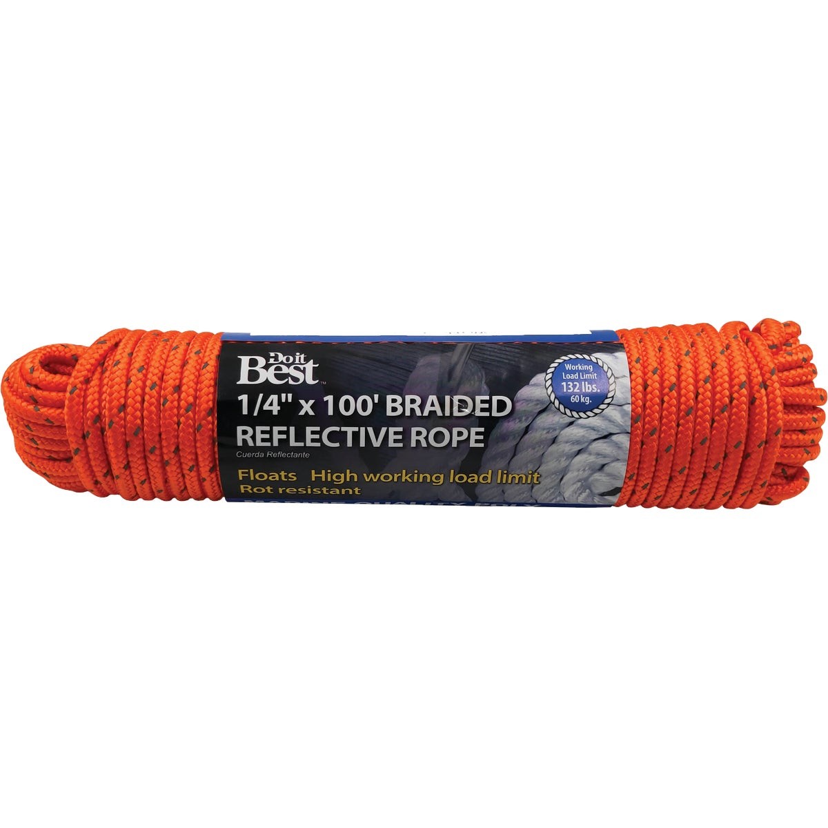 Do it Best 1/4 In. x 100 Ft. Orange Braided Reflective Polypropylene Packaged
