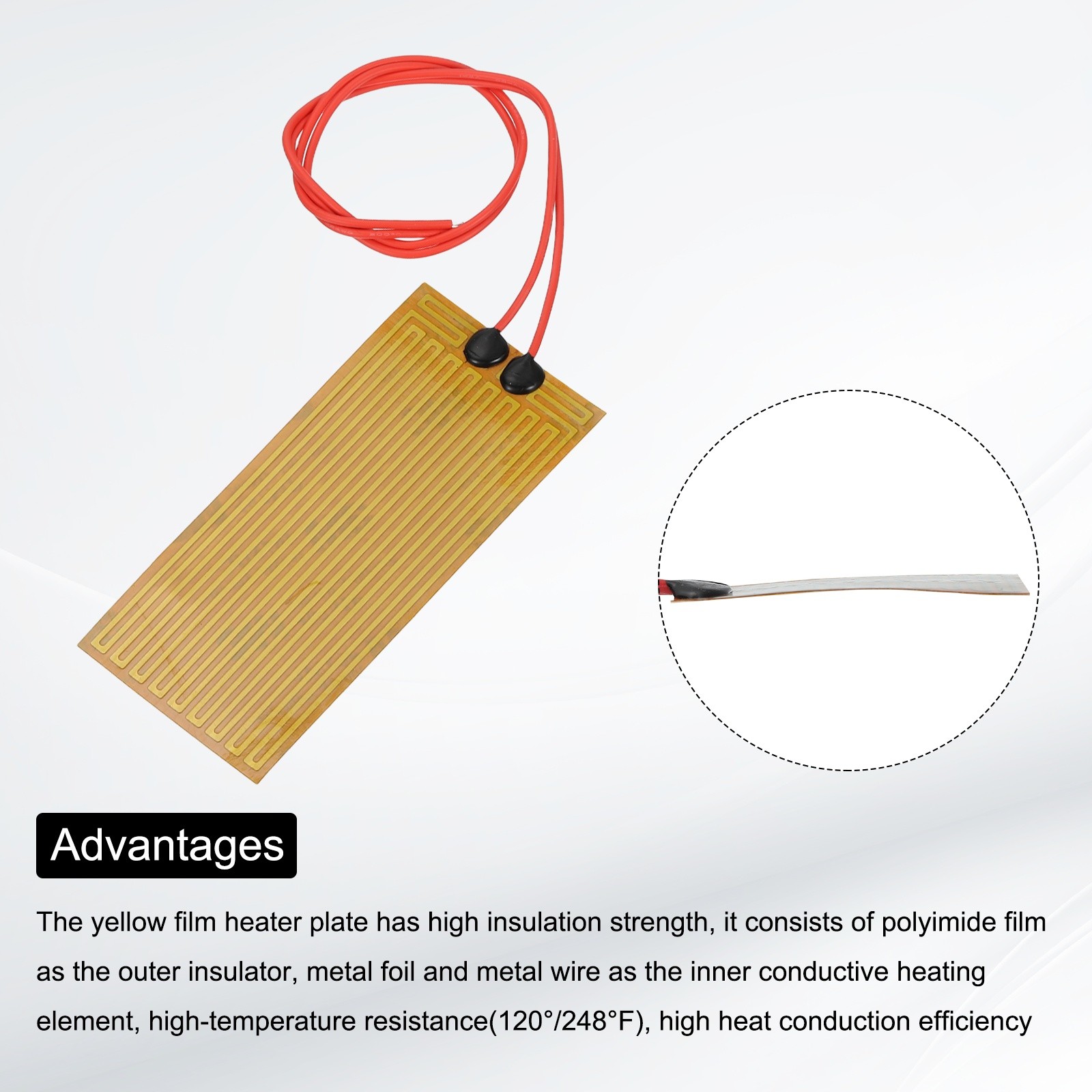 8pcs Heater Film Heating Plate 30W 24V Polyimide Adhesive Heat Pad 100mmx45mm