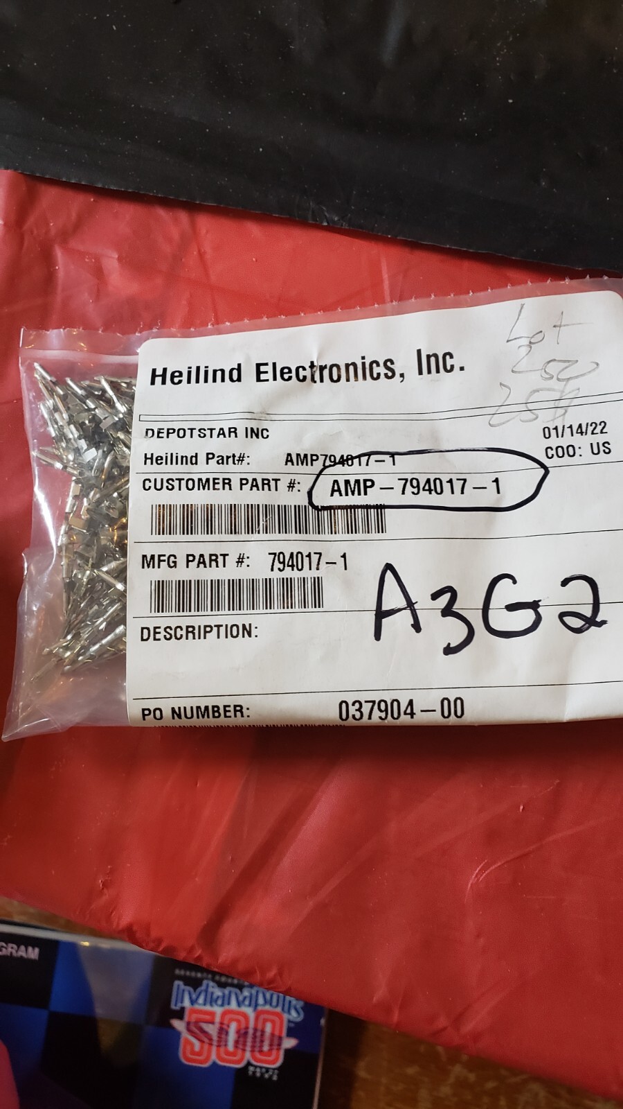 NEW LOT of 250 AMP Pin Contact Tin 18-24 AWG Crimp Connector # 794017-1
